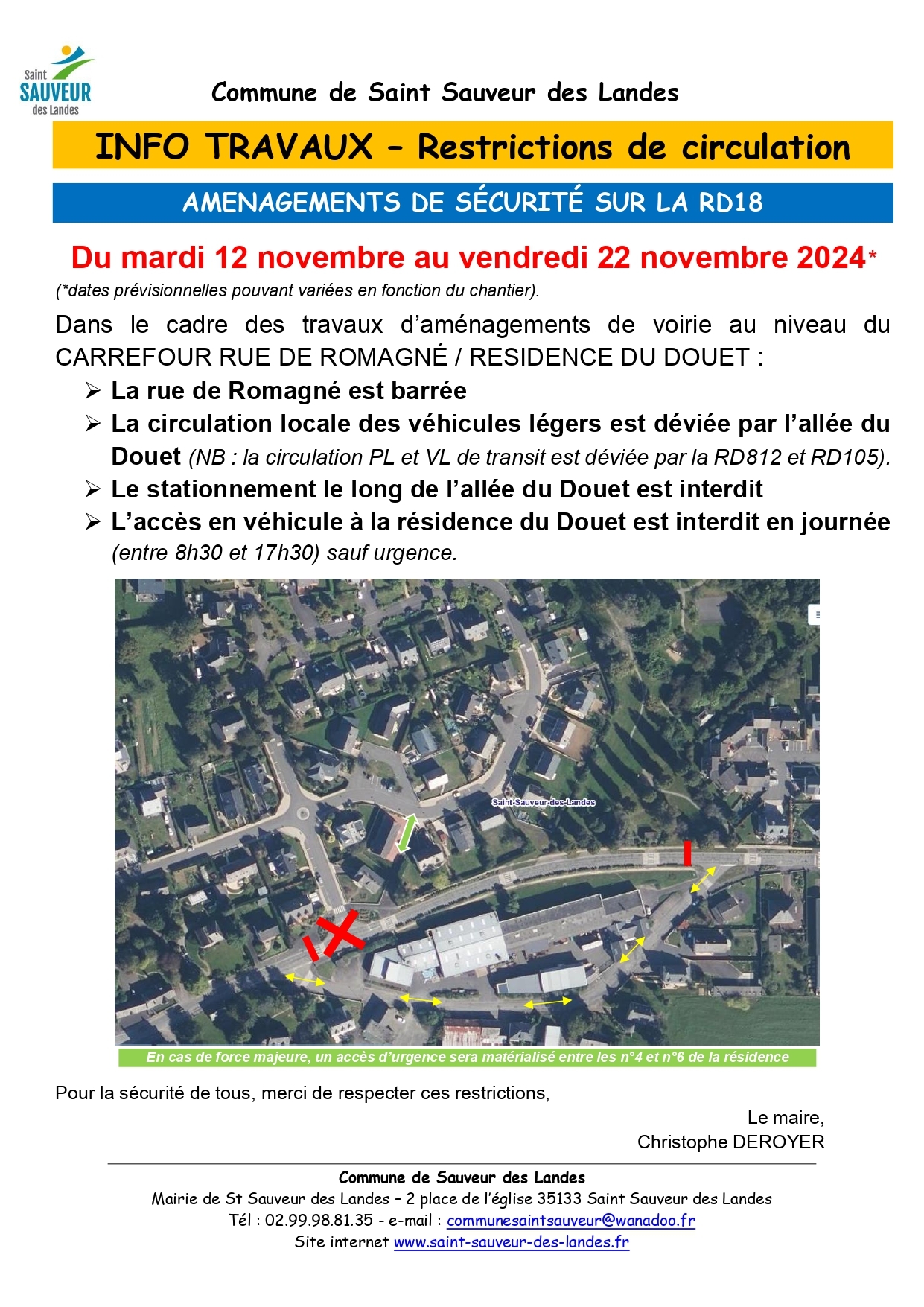 FLYER INFO NOV 2024 TRAVAUX R DE ROMAGNE BARREE DEVIATION ACCES DOUET_page-0001